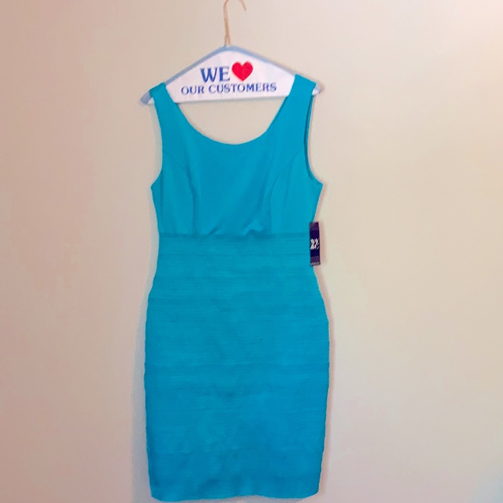 Vibrant turquoise sheath dress
